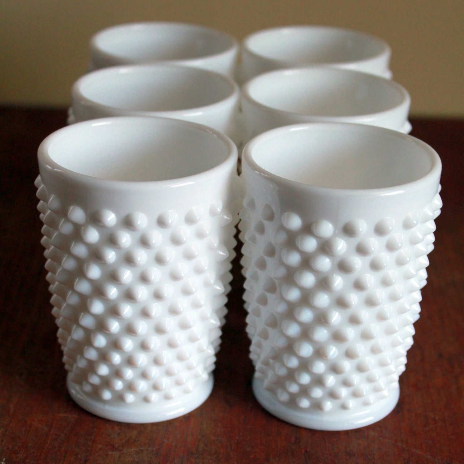 Fenton Set Cups by white vintage Glass FullCircleRetro cups White Vintage of Hobnail