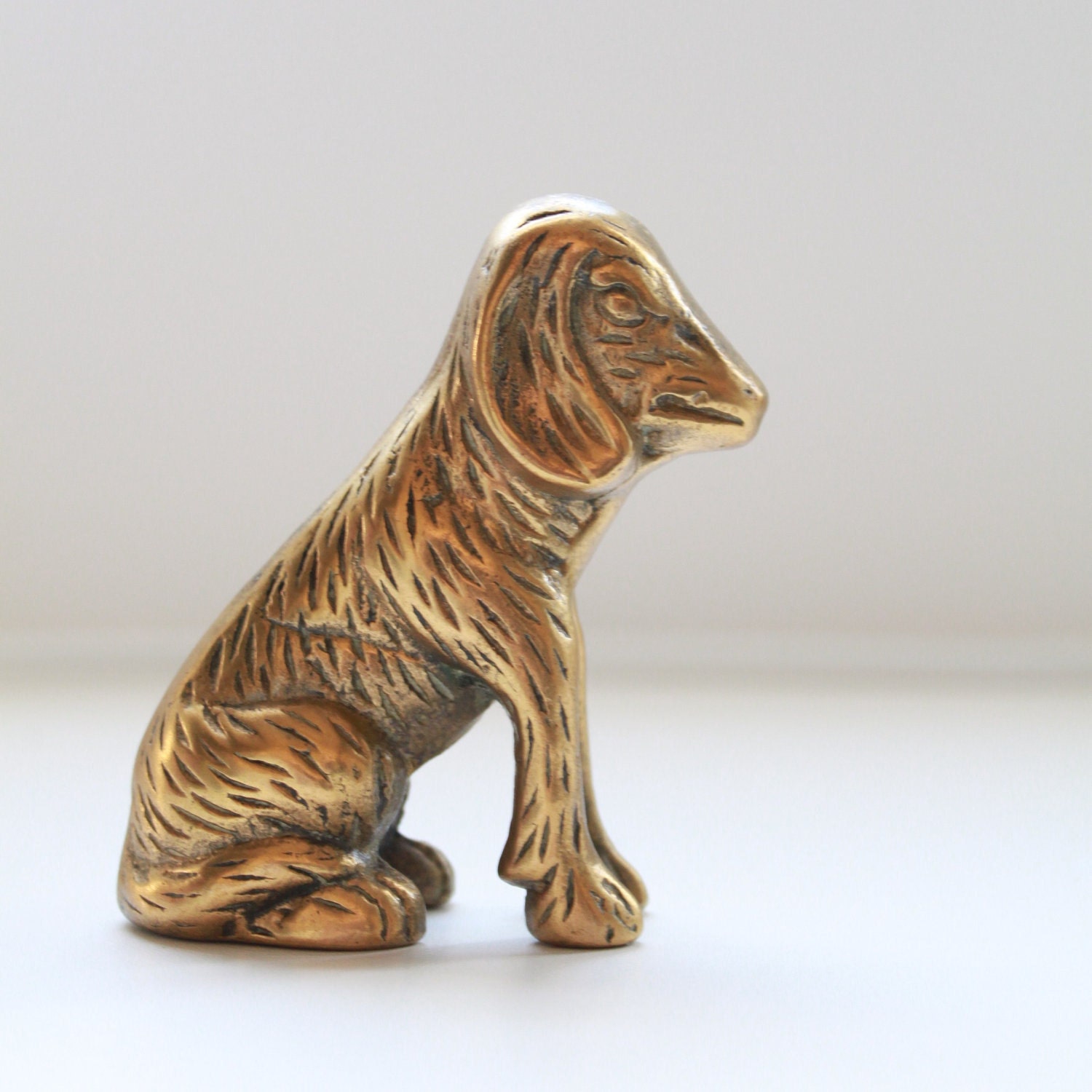 Vintage Golden Brass Dog Figurine