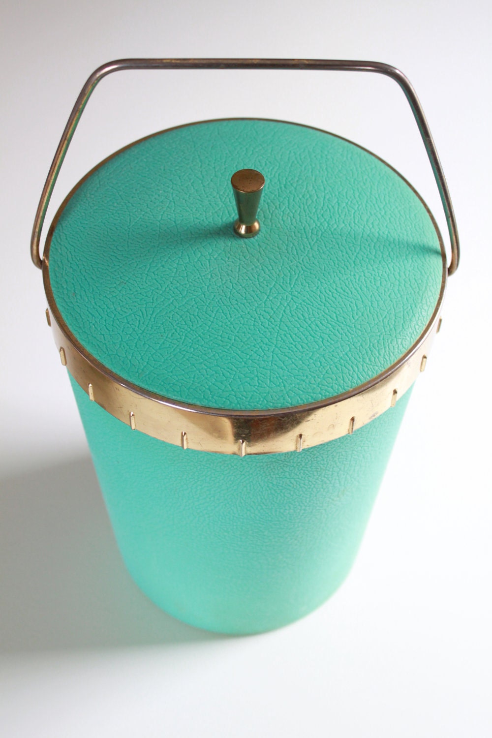 Mid Century Turquoise Ice Bucket Retro Kitchen by FullCircleRetro
