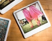 Polaroid Ceramic Coaster  - Pink Fairies