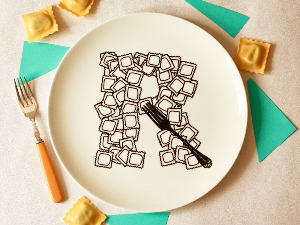 R for Ravioli - Alphabet Ceramic Plate