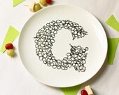 G for Grapes - Alphabet Ceramic Plate (Black)