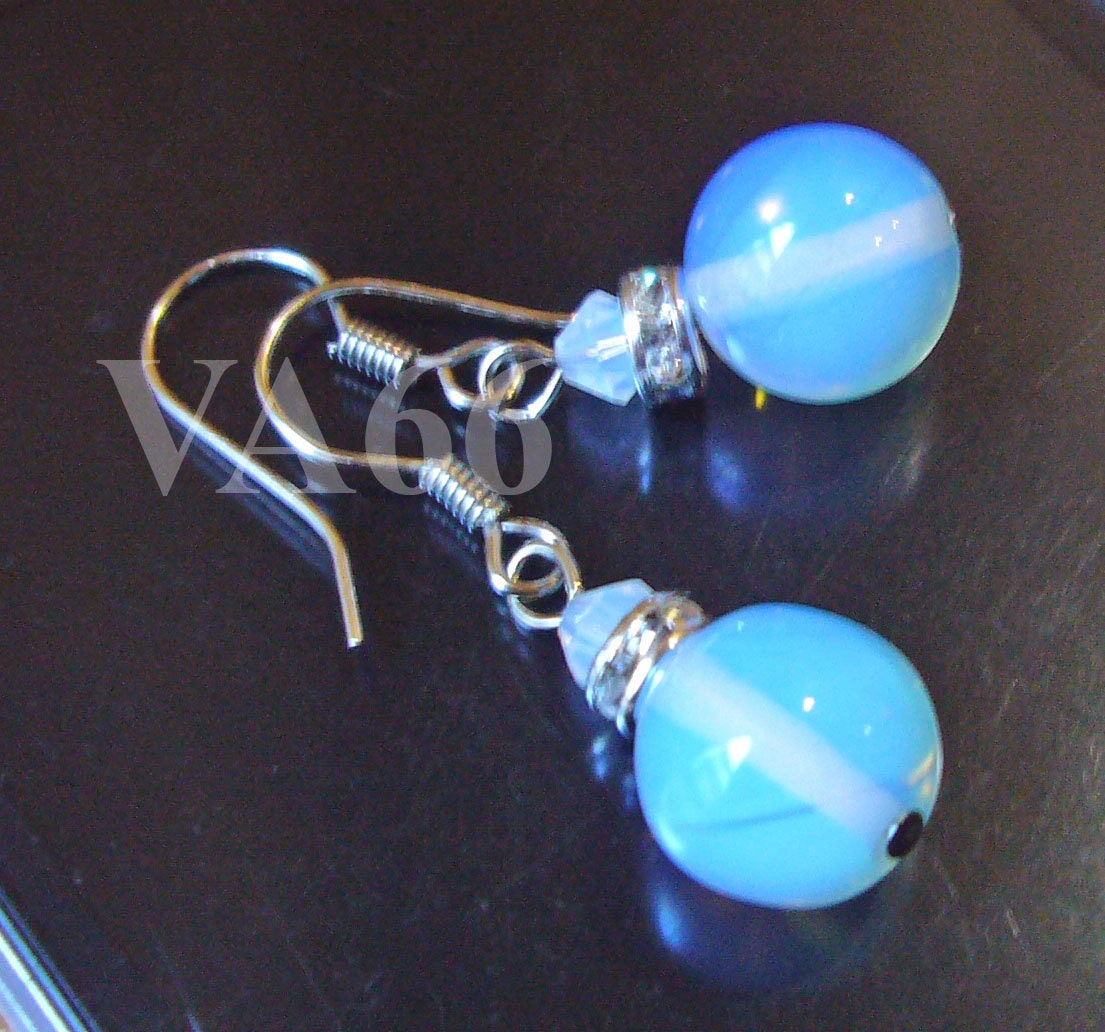 Mystical Opalite Rainbow Moonstones Earrings Gemstones Swarovski Crystals Diamante Rondelles for Bridesmaids, flower girls, birthday gift