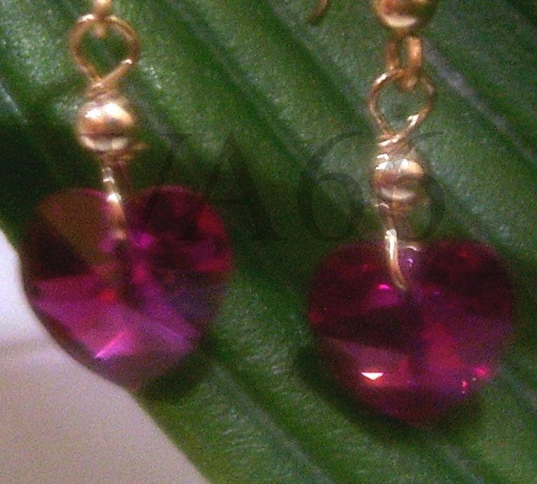 Bridal 14K Gold Swarovski Crystal Earrings Heart 23 Color Choices 925 sterling silver Bridesmaids, mob, prom, gift, birthday, mother