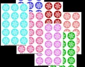 Snowflake Sheets Super Saver Pack 1 inch digital images for bottle caps, scrapbooking, tags  4X6 digital graphics collage sheet