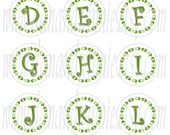 IRISH CLOVER Alphabet 1 inch round circle digital images for bottle caps, scrapbooking, tags 4X6 digital graphics collage sheet