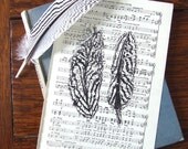 Sale Musical Feathers Silver Wing Pheasant Feather Gocco Music Print