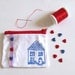 Zip Pouch Change Purse Country Cottage House in Blue Red and White
