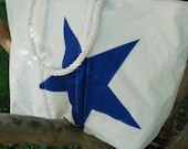Recycled Sail Beach Bag with a Blue Star