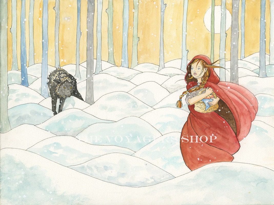 Little Red Riding Hood 12 x 16 ORIGINAL illustration