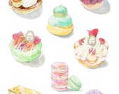 An Embarrassment of Riches, Laduree pastry watercolor print 8.5 x 11