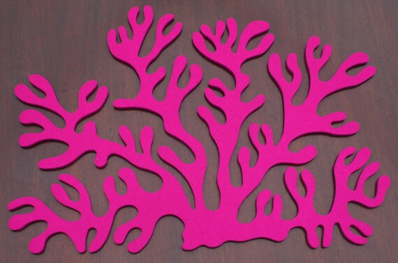 Antler Coral Placemat Wool Felt 5mm 1 Set of 4- Magenta