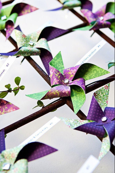 Pinwheel Wedding Escort Cards Favors by Rule42 - custom designed for you