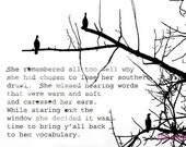 Herons in Silhouette in Tree with Prose - "Y'all" - 5"x7" Archival Black and White Photographic Print