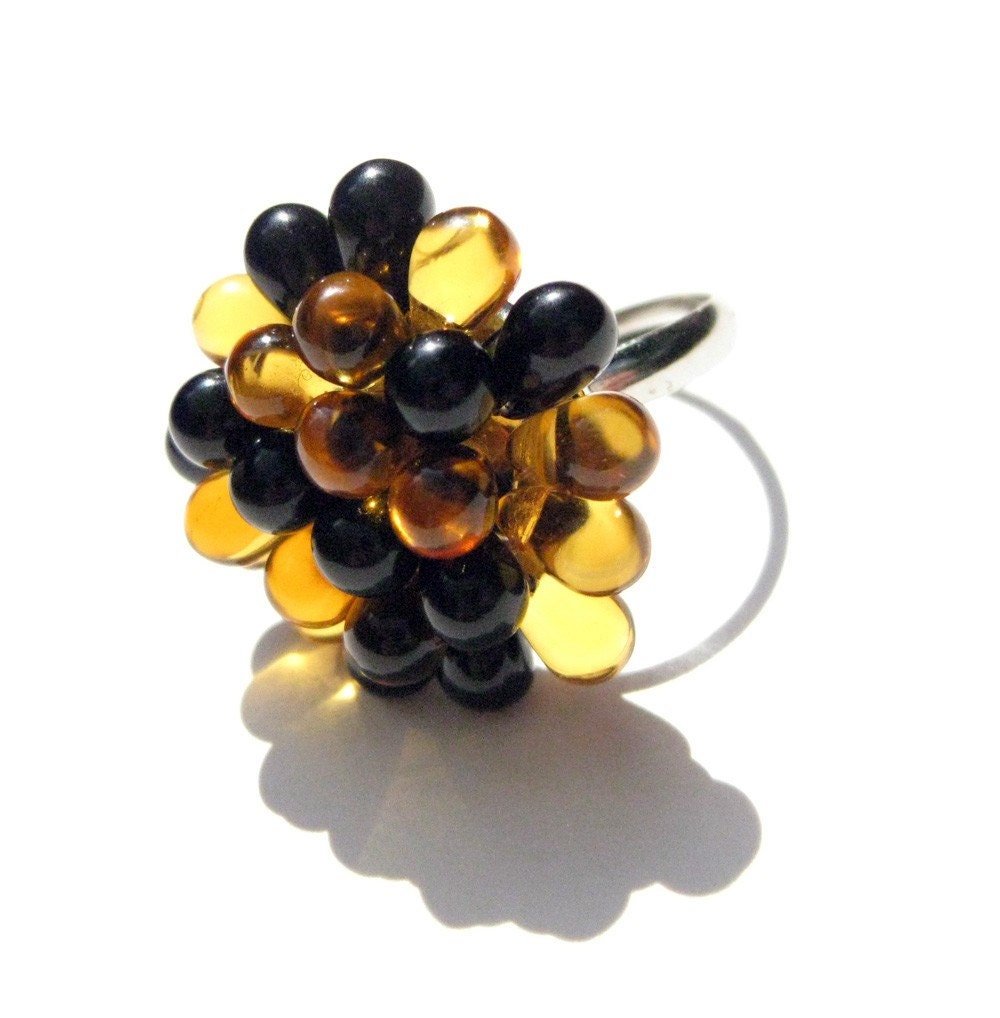 Amber Chrysanthemum Ring
