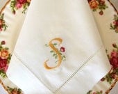 Monogrammed Linen Napkin, Dinner Napkins, Set of 8, Design Your Own Monogram:  Cottage Roses or Modern or Elegant