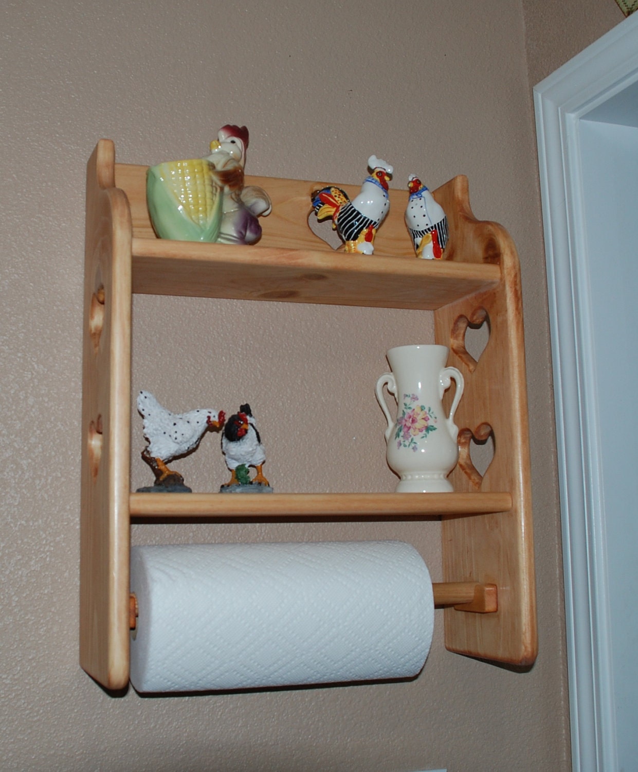 Items similar to Wall Shelf and Paper Towel Holder with Hearts on Etsy