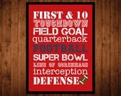 8x10 Football Subway Wall Art Print - red