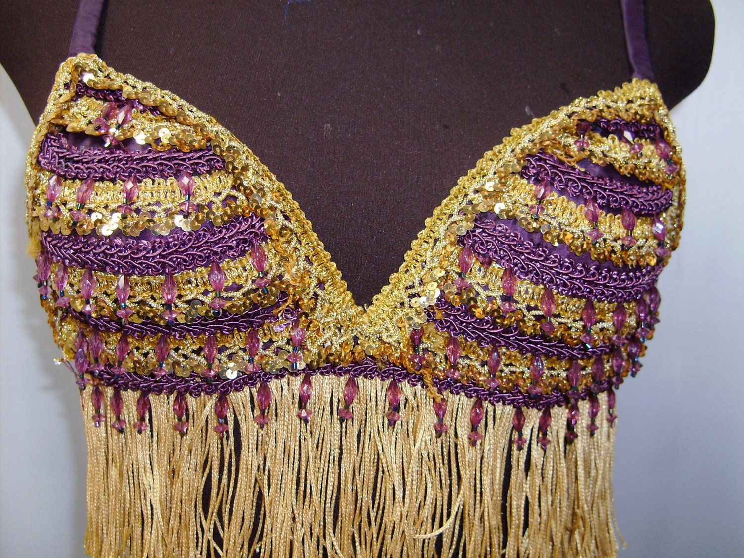 Women's Burgundy and Gold Organza Belly Dance Costume Size 8 10 Halloween Cosplay Rennaisance Faire Harem
