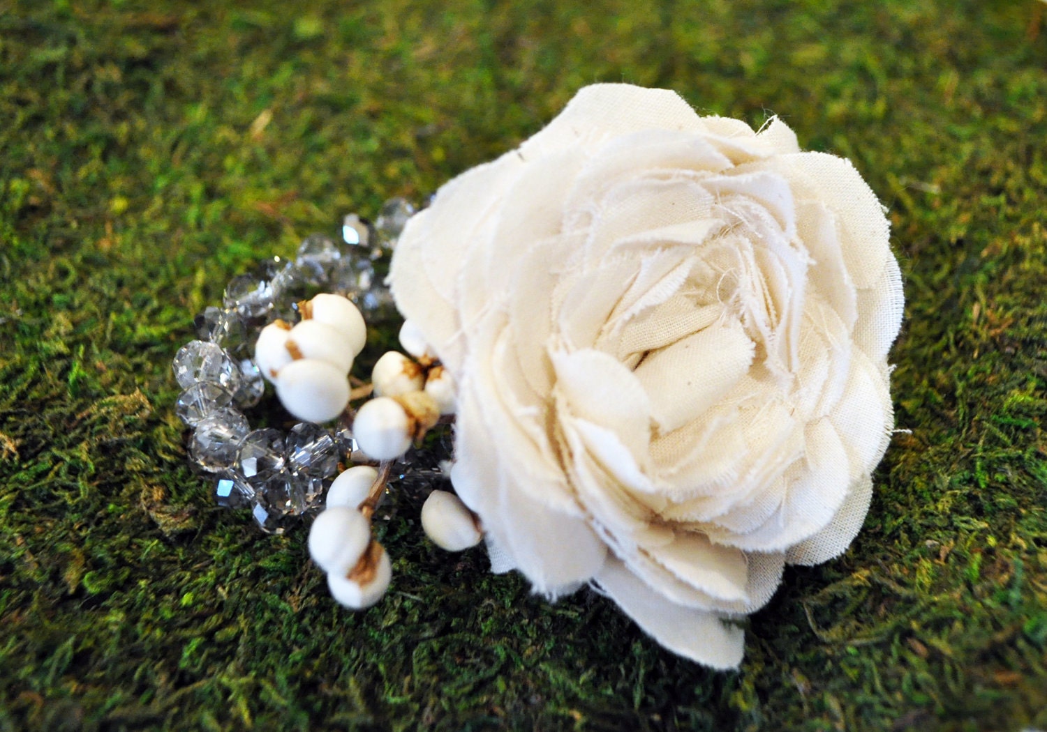 Handmade fabric flower corsage