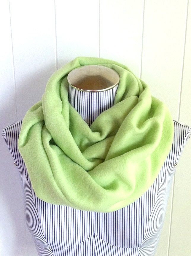 Unisex Light Lime Green Infinity Scarf Fleece by VintageDutchGirl