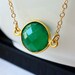 Emerald Green Onyx Bezel Set Gold Necklace