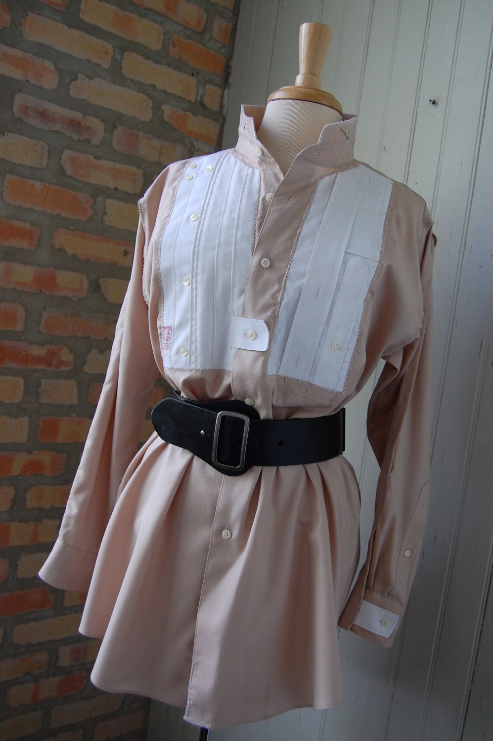 Eco friendly Tuxedo Shirt, womens extra large, upcycled clothing