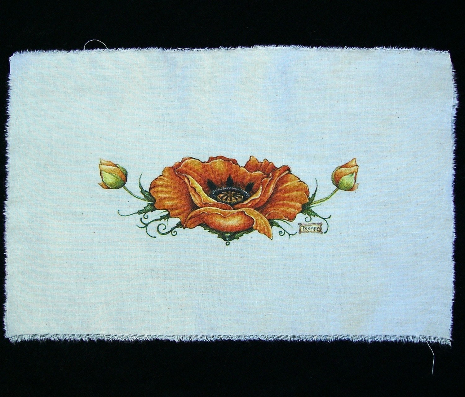 Orange Poppy Organic Cotton Fabric Patch Embellishment