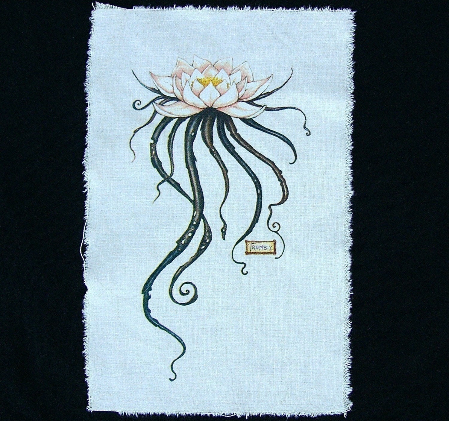 White Lotus- Organic Cotton Fabric Patch Embellishment