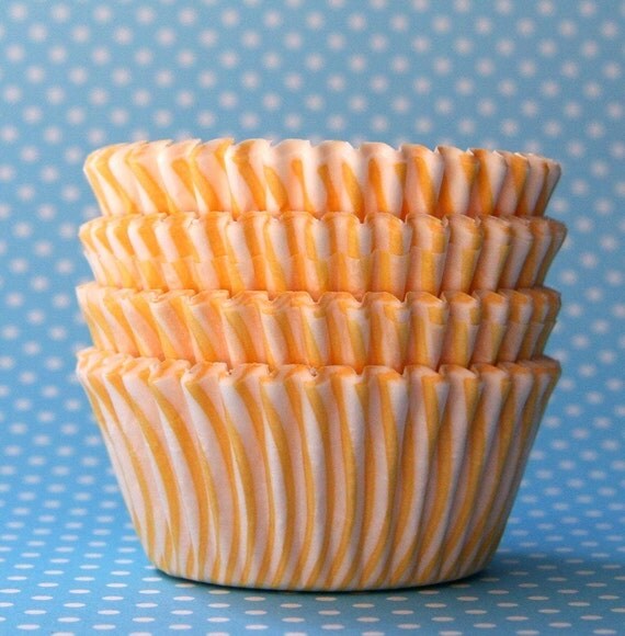 MINI Yellow Striped Cupcake Liners (60) Il_570xn