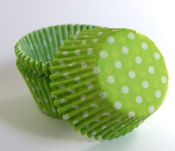 Lime Green Polka Dot Cupcake Liners (45) Il_570xn