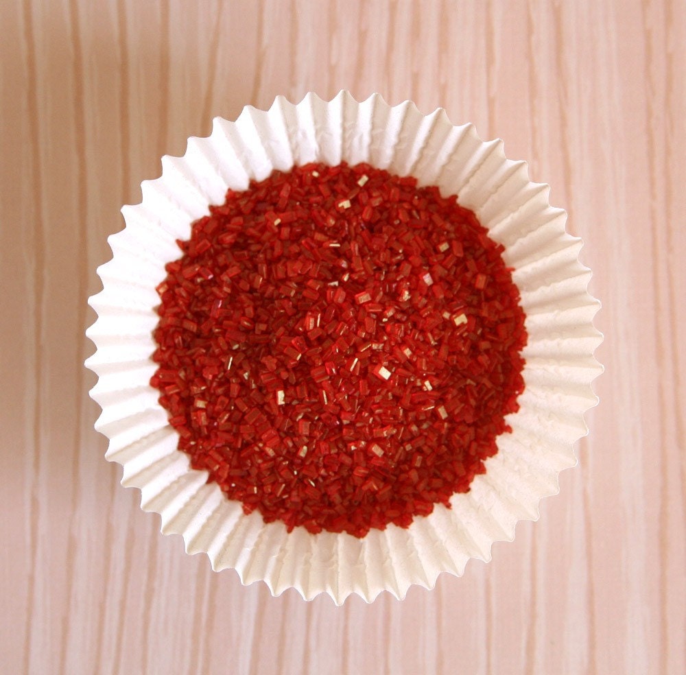 Red Crystal Sugar for Decorating Cupcakes, Cookies and Cakes (4 ounces) Il_570xn