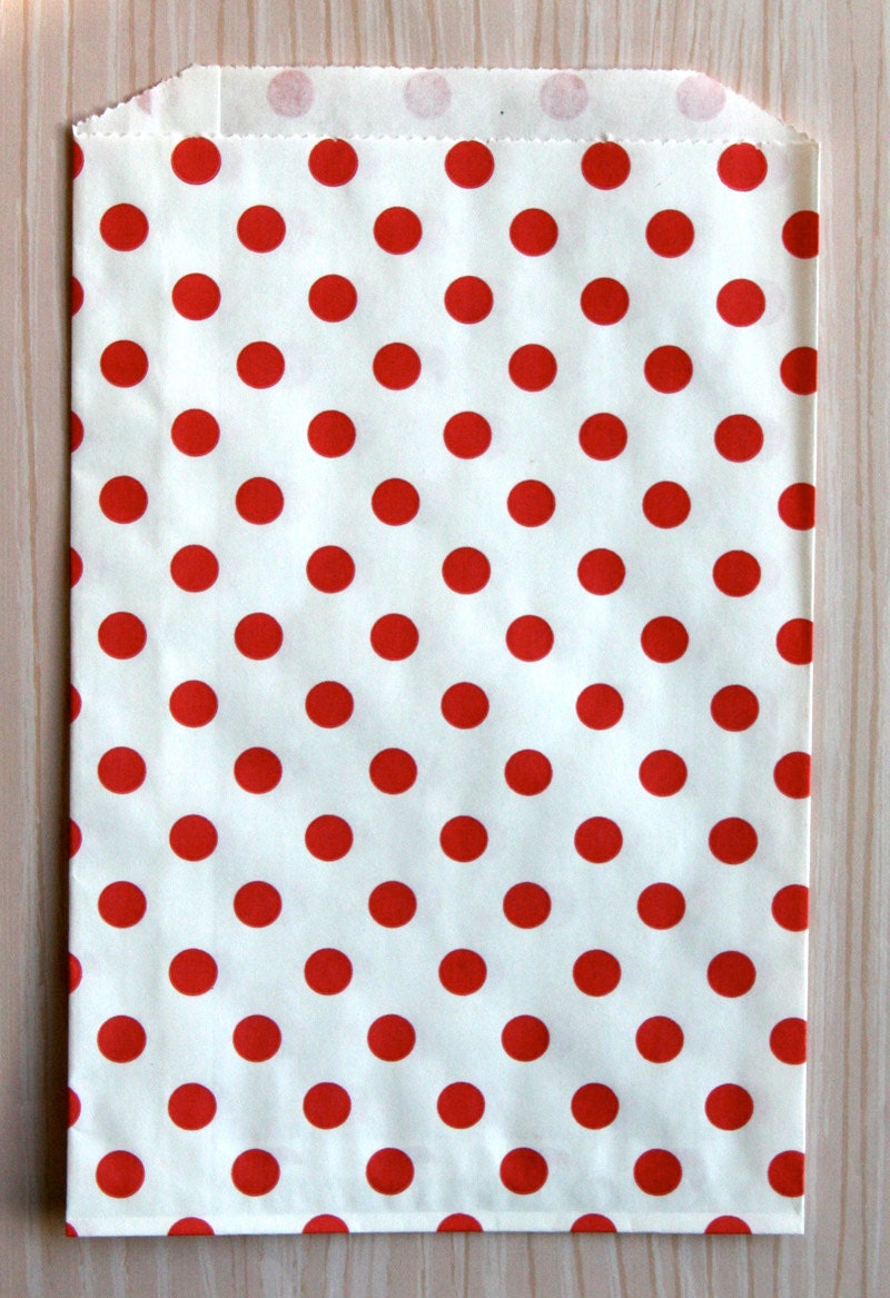 Red Polka Dot Goody Bags / Favor Bags / Treat Bags (20) - 6.25 x 9.25 inches Il_570xn