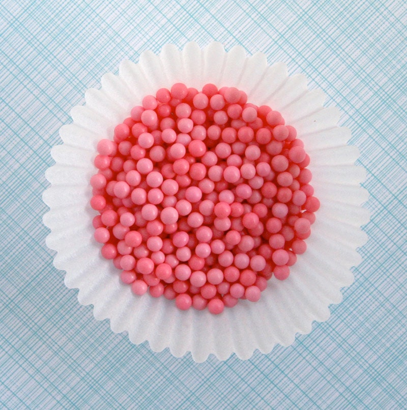 Pink Matte Sugar Pearls for Decorating Cupcakes and Cookies (2 ounces) Il_570xn