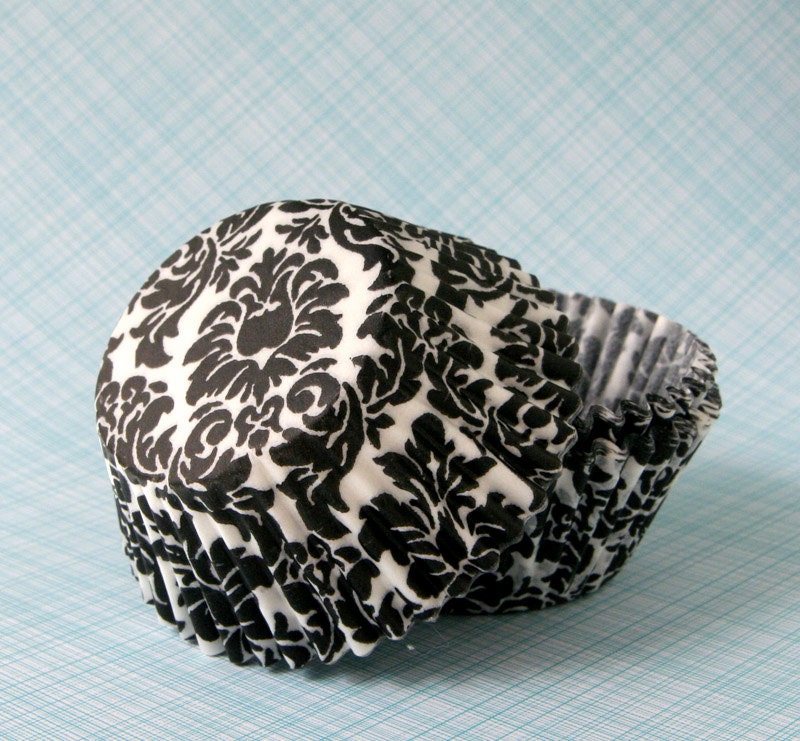 Cupcake Liners - Black Damask Baking Cups (45) Il_570xn