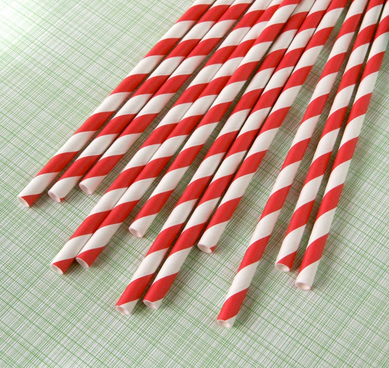 Candy Apple Red Striped Paper Straws with DIY Flags (25) Il_570xn
