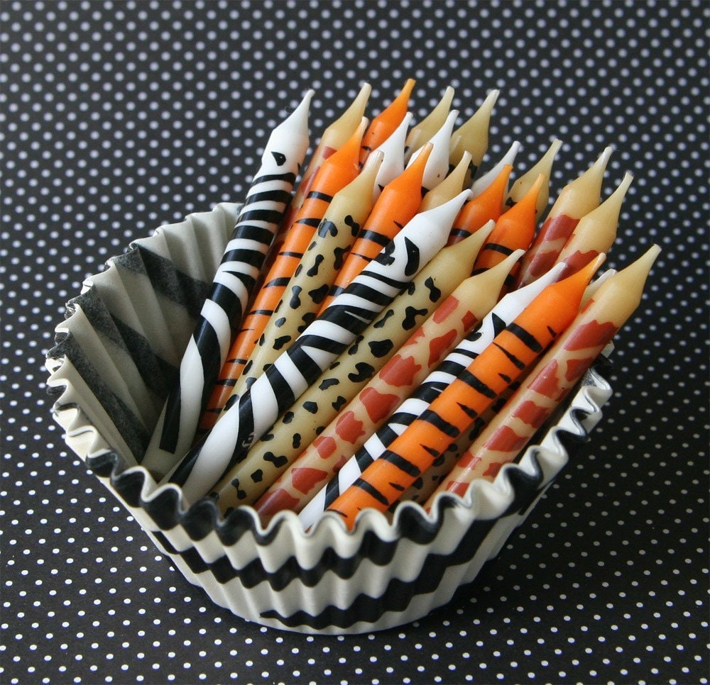Animal Print Birthday Candles (24)