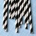 Black Striped Paper Straws with DIY Flags (50)