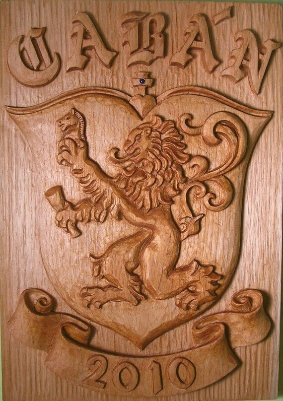 CUSTOM MADE Hand Carved Coat of Arms Family Crest by SusanaCaban
