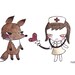 Nurse girl and Fox 4x6 original illustration