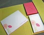Personalized Poppy Note Cards in Linen Folio - Set of 10