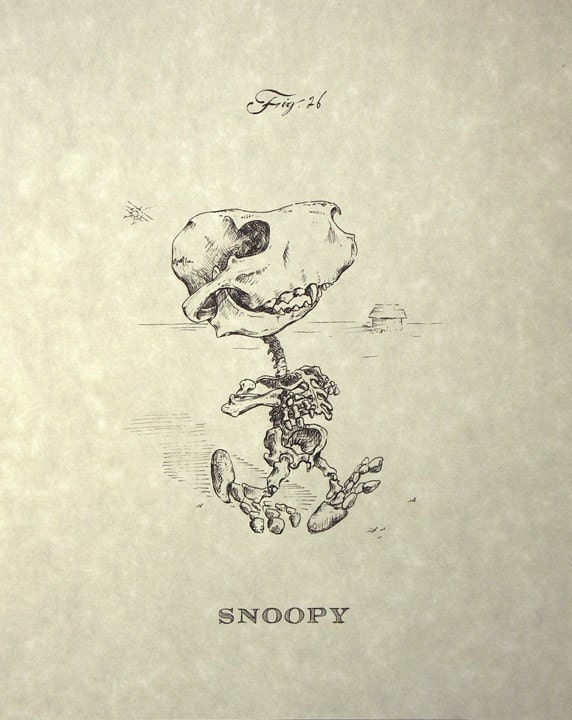 Snoopy Skeleton Print 8x10