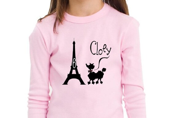 French Pink Poodle in Paris Birthday Shirt Personalized Long Sleeve Il_570xn