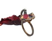 Organic Silver Pink Tourmaline Ring - Midnight Lily