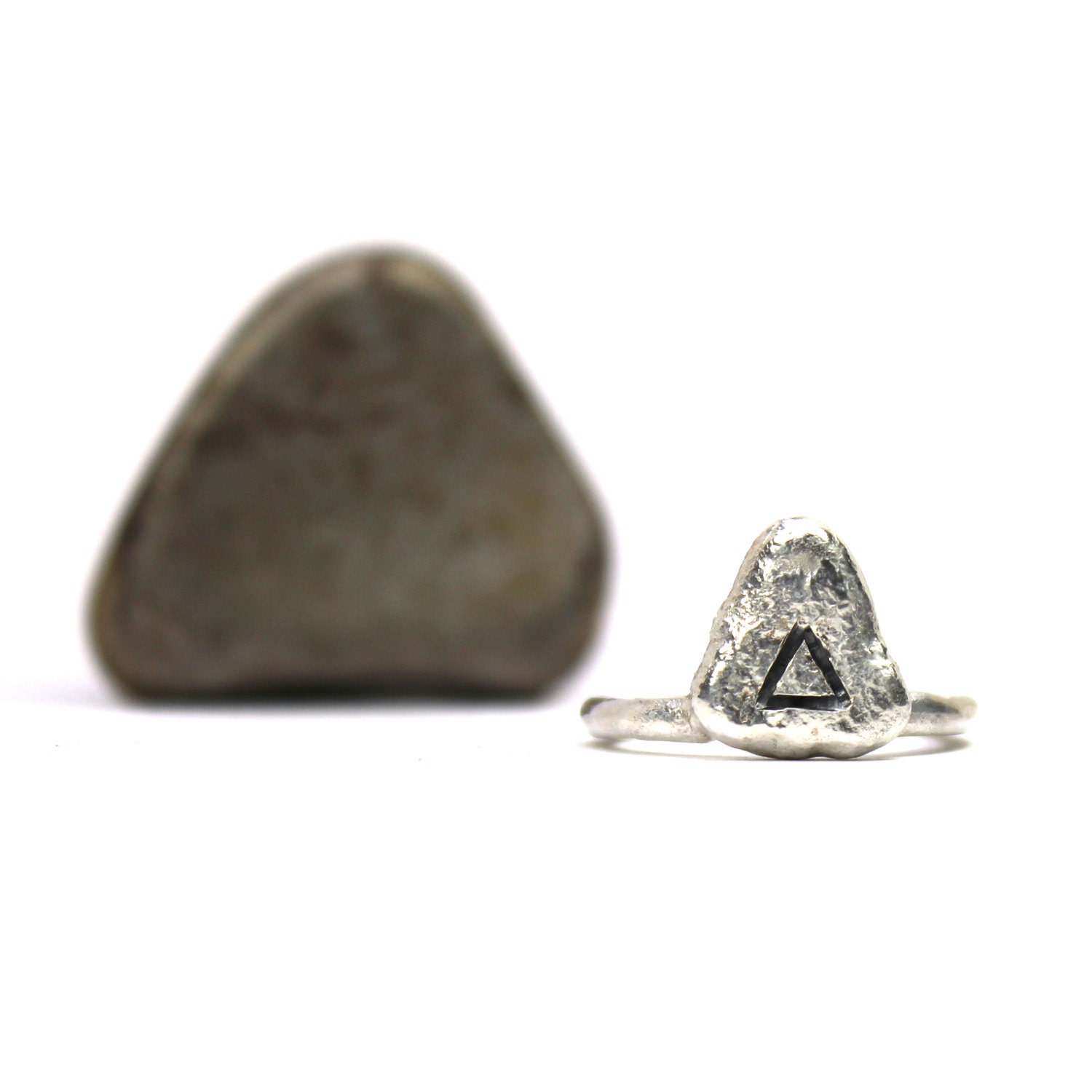 Primitive Triangle Sterling Silver Ring - Ancient Triangle