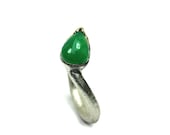 Silver Gold Chrysoprase Snake Ring - Verdant Viper