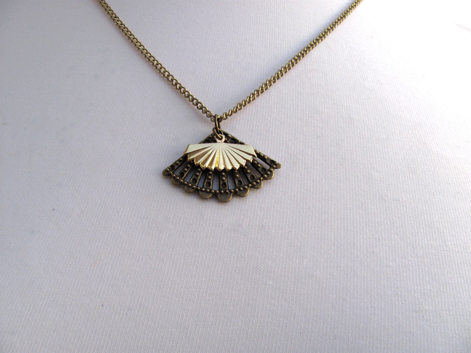 ON SALE: Spanish fans charm necklace on gold metal chain, handmade, vintage-inspired