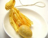 Yellow Easter Egg Beaded Tassel Ornament Decoration