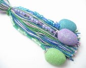 Blue, Purple, and Green Easter Egg Beaded Tassel Ornament Decoration
