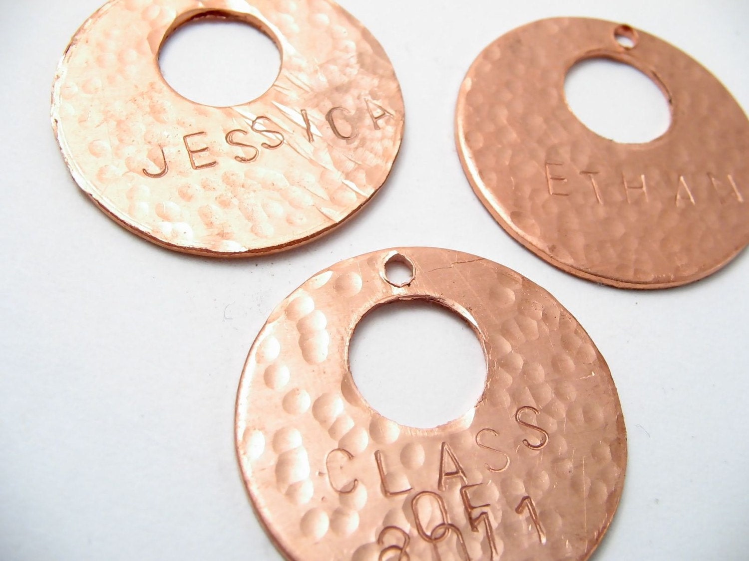 Copper Medallion or Charm Custom Hand Stamped